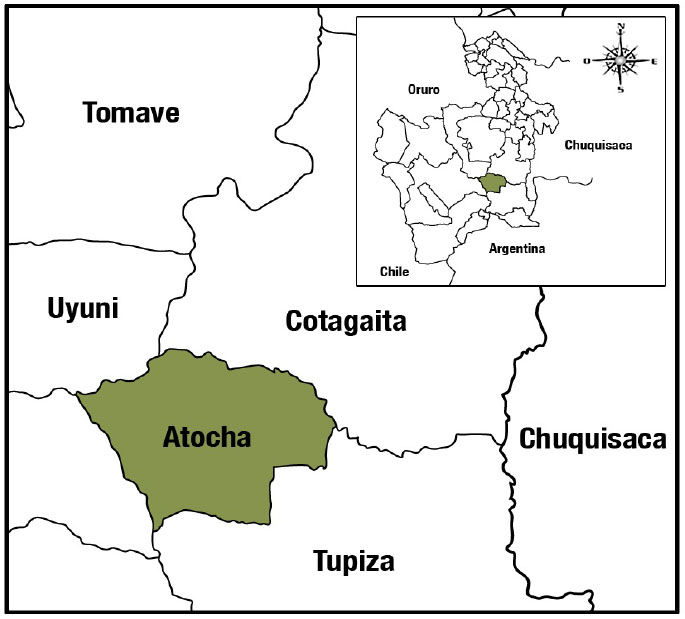 Mapa de Atocha Potosí Bolivia